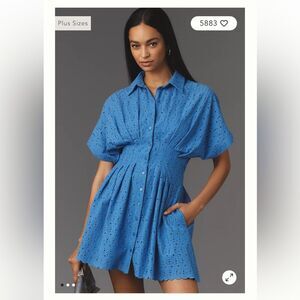 Anthropologie ExquiseThe Tobie Eyelet Mini Shirt Dress